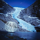 Lightmark No.63, Briksdalsglacier in Jostedal Glacier National Park, Norway, Light Painting, Night Photography.