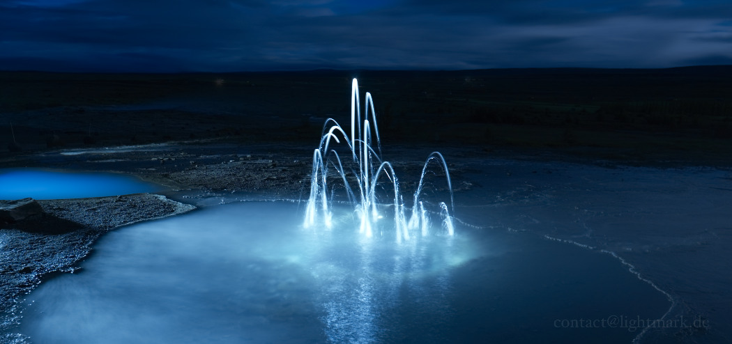 Lightmark No.107, Geysir, Iceland, Light Painting, Night Photography.