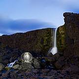 Lightmark No.110, Öxarárfoss, Þingvellir National Park, Iceland, Light Painting, Night Photography.