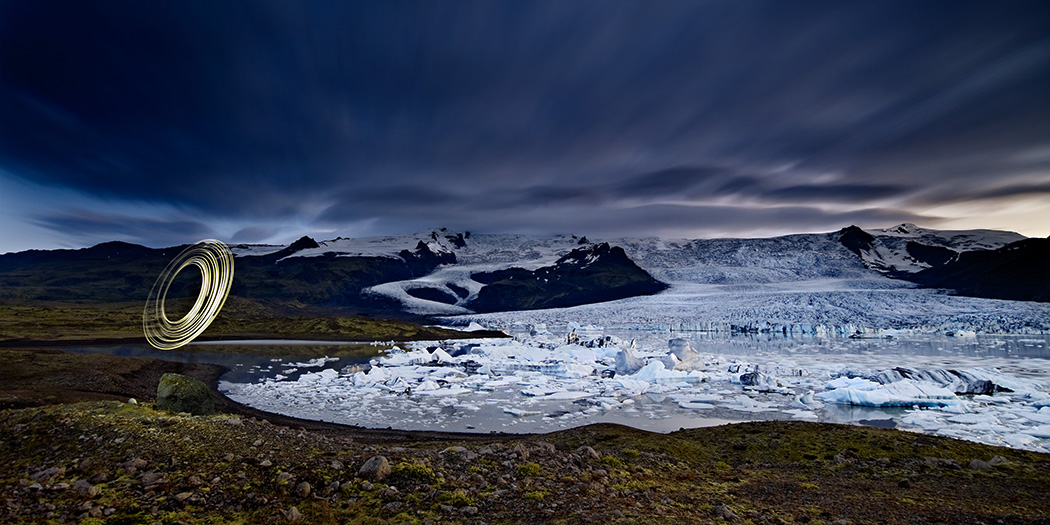 Lightmark No.120, Skaftafell National Park, Fjallsárlón, Iceland, Light Painting, Night Photography.